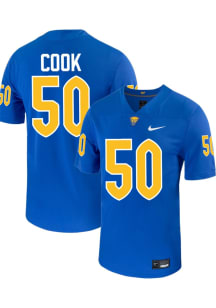 Denim Cook   Pitt Panthers Blue Football Football Name And Number Football Jersey