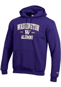 Champion Washington Huskies Mens Purple Est Alumni Powerblend Long Sleeve Hoodie