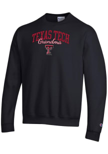 Champion Texas Tech Red Raiders Mens Black Grandma Script Powerblend Long Sleeve Crew Sweatshirt