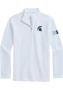 Vineyard Vines Michigan State Spartans Mens White Clubhouse Long Sleeve Qtr Zip Pullover