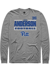 JuJu Anderson Pitt Panthers Graphite Football NIL Stacked Box Long Sleeve Player T Shirt