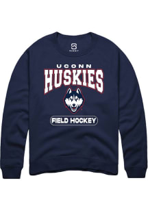 Summit Sportswear UConn Huskies Mens Navy Blue Field Hockey Long Sleeve Crew Sweatshirt