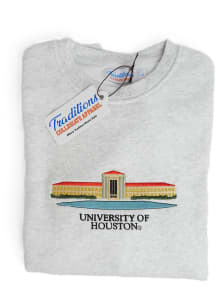 Houston Cougars Mens Grey Campus Long Sleeve Crew Sweatshirt