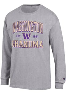 Champion Washington Huskies Grey Est. Date Grandma Jersey Long Sleeve T Shirt