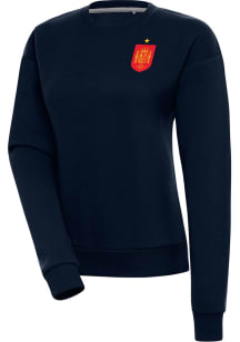 Antigua Spain National Team Womens Navy Blue Takeover Crew Sweatshirt
