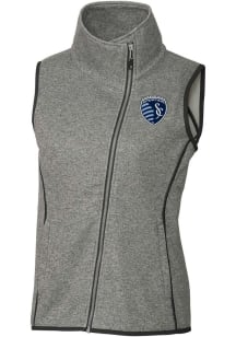 Cutter and Buck Sporting Kansas City Womens Grey Mainsail Asymmetrical Vest