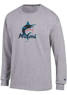 Champion Miami Marlins Grey Jersey Long Sleeve T Shirt