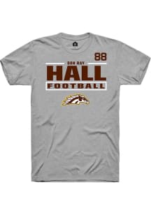 Don Ray Hall Western Michigan Broncos Grey Football NIL Stacked Box Short Sleeve Player T Shirt