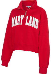 Maryland Terrapins Womens Red Sport Fleece Qtr Zip