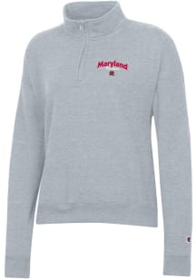 Champion Maryland Terrapins Womens Grey Powerblend Qtr Zip