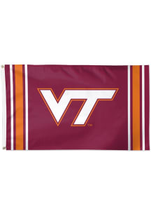 Virginia Tech Hokies Vertical Stripes Silk Screen Grommet Flag - Maroon