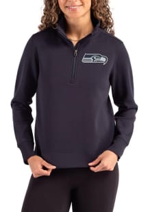 Cutter and Buck Seattle Seahawks Womens Navy Blue Roam Qtr Zip