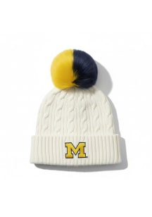 Lusso Michigan Wolverines White Astrid Two Tone Pom Womens Knit Hat