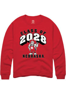 Summit Sportswear Nebraska Cornhuskers Mens Red Class of 2028 Long Sleeve Crew Sweatshirt