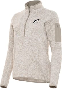 Antigua Cleveland Cavaliers Womens Tan Fortune Qtr Zip