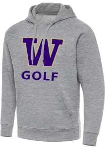 Antigua Washington Huskies Mens Grey Heather Golf  Victory Long Sleeve Hoodie