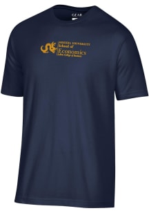 Gear For Sports Drexel Dragons Navy Blue SCHOOL OF ECONOMICS Embroidered Short Sleeve T Shirt