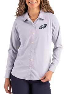 Cutter and Buck Philadelphia Eagles Womens Mono Epic Confidence Pinstripe Long Sleeve Graphite Dre..