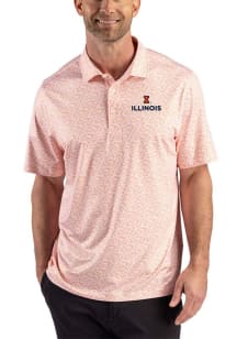 Cutter and Buck Illinois Fighting Illini Mens Orange Fern Short Sleeve Polo