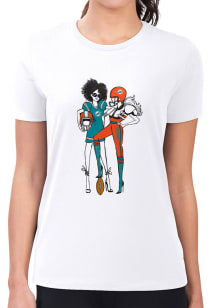 4Her Miami Dolphins Womens White Football Girls Design Short Sleeve T-Shirt