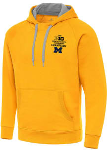 Antigua Michigan Wolverines Mens Gold 2026 Big 10 Men's Hockey Champs Victory Long Sleeve Hoodie