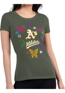 4Her Oakland Athletics Womens Green Butterfly Bloom Fitted Short Sleeve T-Shirt