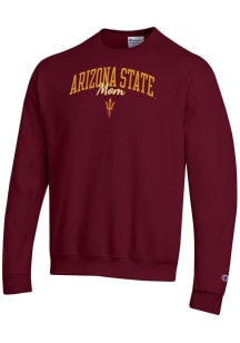 Champion Arizona State Sun Devils Mens Maroon Mom Script Powerblend Long Sleeve Crew Sweatshirt