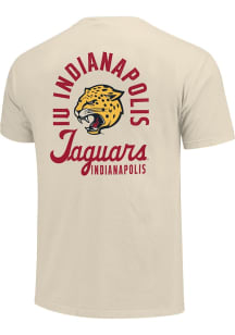 IU Indy Jaguars Ivory Mascot Overlay Short Sleeve T Shirt