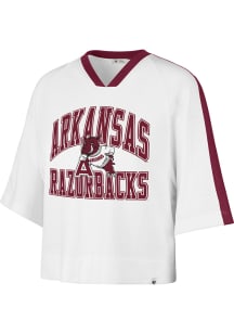 47 Arkansas Razorbacks Womens White Drop Needle Short Sleeve T-Shirt