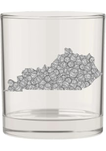 Kentucky State Shape Bourbon Barrels Rock Glass - Black