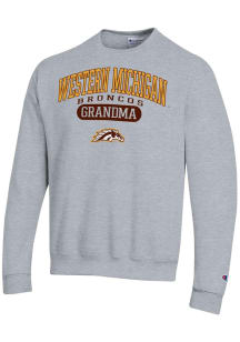 Champion Western Michigan Broncos Mens Grey Pill Box Grandma Powerblend Long Sleeve Crew Sweatshir..