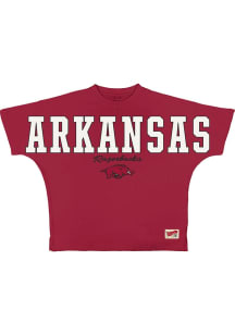 Pressbox Arkansas Razorbacks Womens Cardinal Red Flannigan Short Sleeve T-Shirt