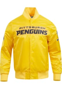 Pro Standard Pittsburgh Penguins Mens Yellow Classic Satin Light Weight Jacket
