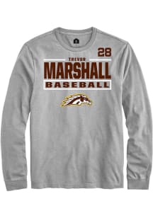 Trevor Marshall Western Michigan Broncos Grey NIL Stacked Box Long Sleeve Player T Shirt