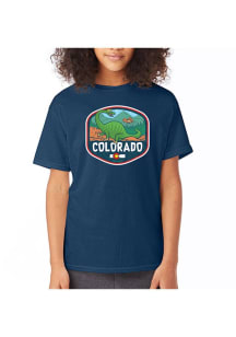 Colorado Youth Navy Blue Dinosaur Short Sleeve Fashion T-Shirt