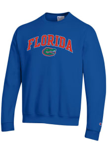 Champion Florida Gators Mens Blue Arch Team Name Mascot Powerblend Long Sleeve Crew Sweatshirt