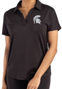 Cutter and Buck Michigan State Spartans Womens Black Coastline Short Sleeve Polo Shirt