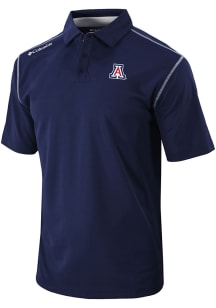 Columbia Arizona Wildcats Mens Navy Blue Heat Seal Omni Wick Shotgun Short Sleeve Fashion Polo