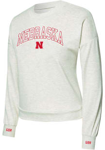 Concepts Sport Nebraska Cornhuskers Womens White Heather Crew Sweatshirt
