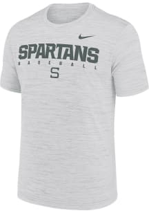 Nike Michigan State Spartans White DriFit Velocity Baseball Short Sleeve T Shirt