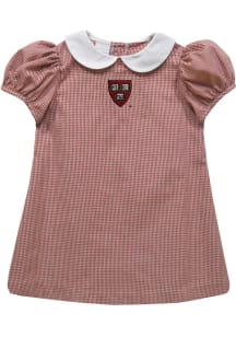 Vive La Fete Harvard Crimson Baby Girls Crimson Gingham Collar Short Sleeve Dress