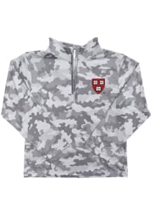Vive La Fete Harvard Crimson Youth Grey Camo Long Sleeve Quarter Zip Shirt