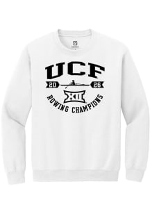 Summit Sportswear UCF Knights Mens White Big 12 2026 Rowing Champions Long Sleeve Crew Sweatshirt