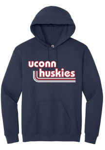 Summit Sportswear UConn Huskies Mens Navy Blue Stripes Long Sleeve Hoodie