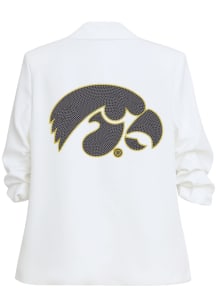 Iowa Hawkeyes Womens White Tigerhawk Blazer Medium Weight Jacket