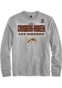 Cole Crusberg-Roseen Western Michigan Broncos Grey NIL Stacked Box Long Sleeve Player T Shirt