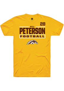 Will Peterson Western Michigan Broncos Gold Football NIL Stacked Box Short Sleeve Player T Shirt