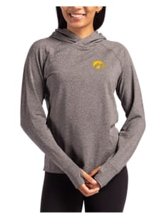 Cutter and Buck Iowa Hawkeyes Womens Black Adapt Knit Hood Hooded Sweatshirt