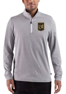 Cutter and Buck Los Angeles FC Mens Black Heather Adapt Long Sleeve Qtr Zip Pullover