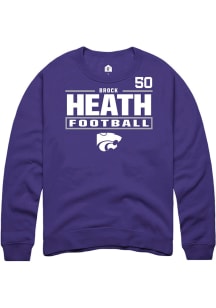 Brock Heath K-State Wildcats Mens Purple Football NIL Stacked Box Player Crew